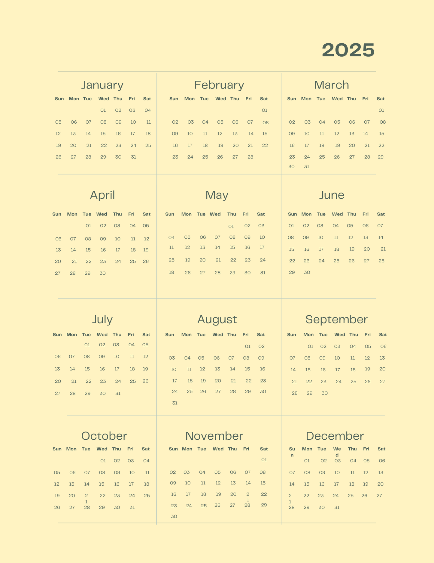 2025 Yearly Planner – Calendar, Monthly Budget & Goal Action Pages