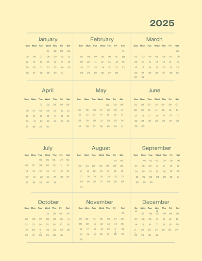 2025 Yearly Planner – Calendar, Monthly Budget & Goal Action Pages