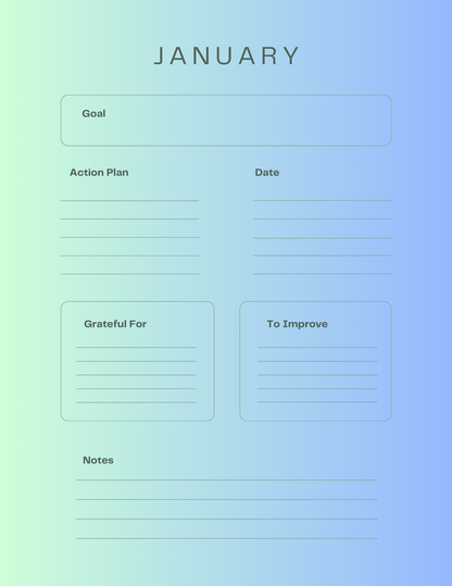 2025 Yearly Planner – Calendar, Monthly Budget & Goal Action Pages