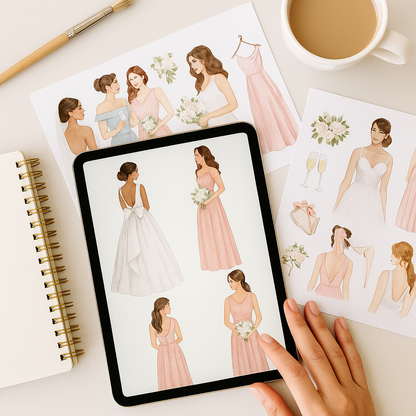 Bridal Party Bundle – Wedding Clipart & Illustration Pack