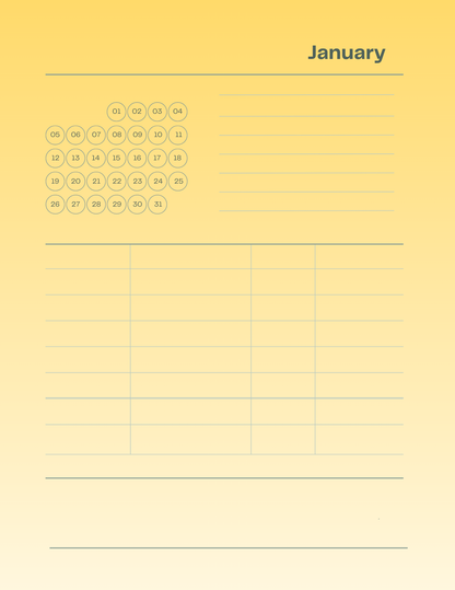2025 Yearly Planner – Calendar, Monthly Budget & Goal Action Pages