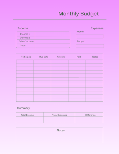 2025 Yearly Planner – Calendar, Monthly Budget & Goal Action Pages
