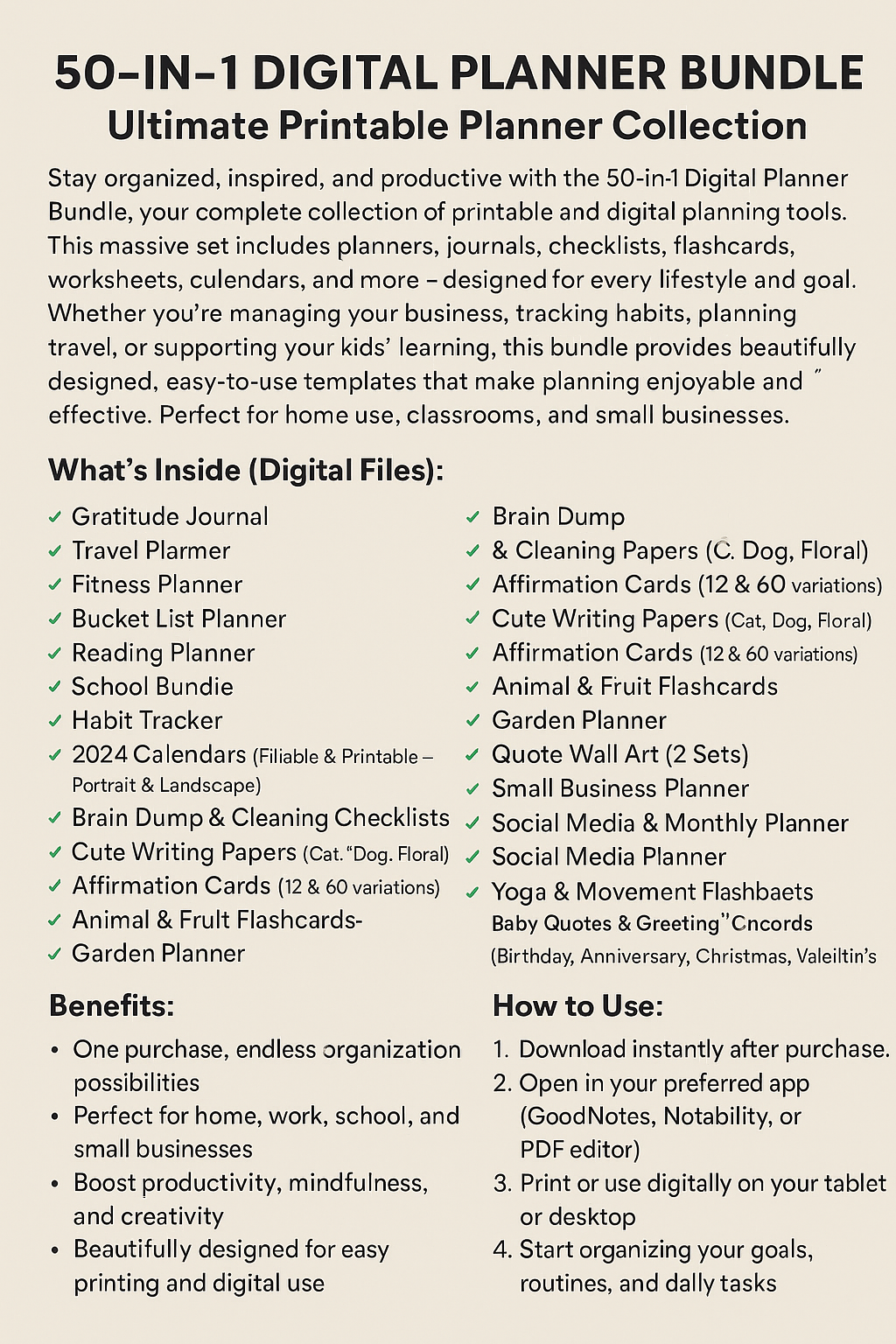 50-in-1 Digital Planner Bundle – Ultimate Printable Planner Collection